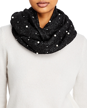 Shop Aqua Embellished Knit Loop Scarf - 100% Exclusive In Black/white