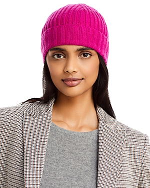 C By Bloomingdale's Ribbed Knit Cuff Cashmere Hat - 100% Exclusive In Mulberry