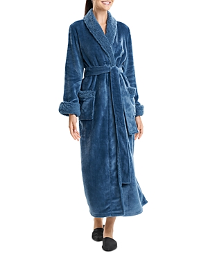 Natori Plush Sherpa Wrap Robe In Morning Teal