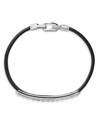 Men's Sterling Silver Pyramid Leather Bracelet