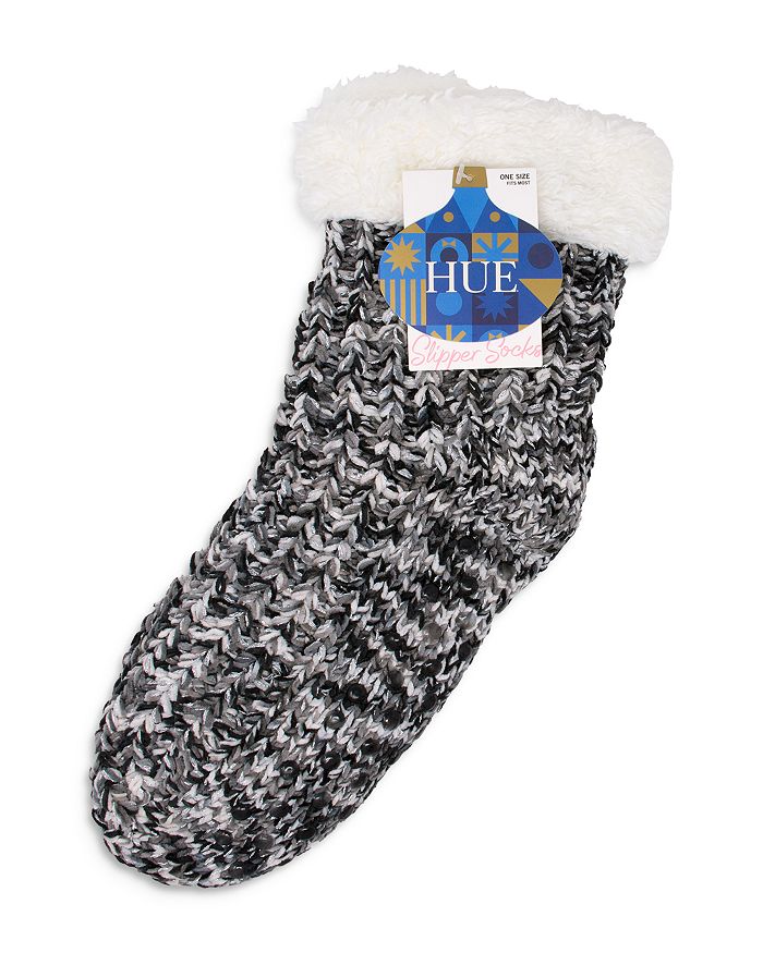 HUE Knit Faux Sherpa Slipper Socks
