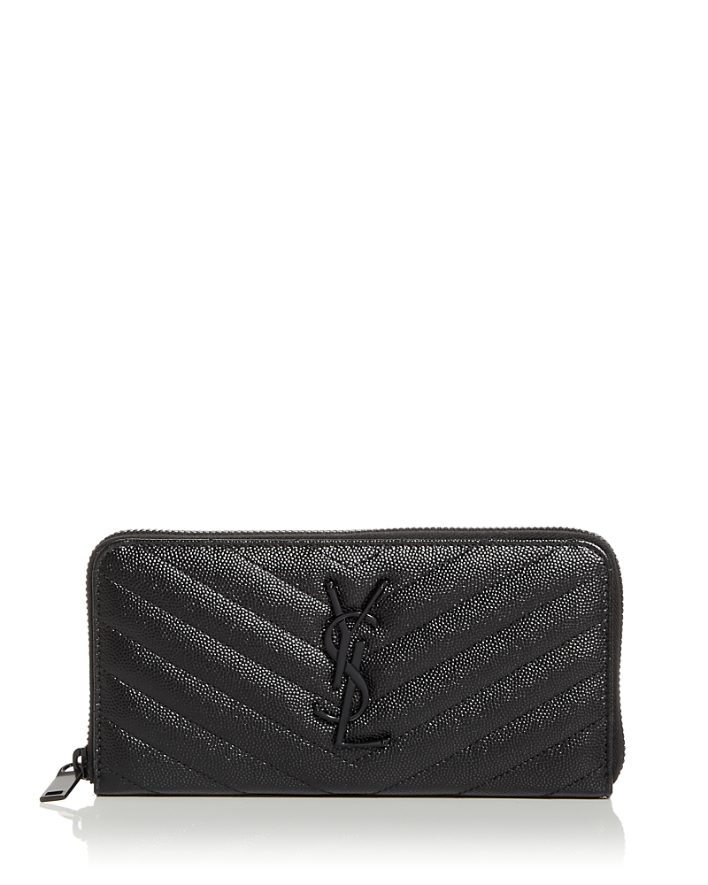 Saint Laurent Monogram Quilted Leather Continental Zip Wallet