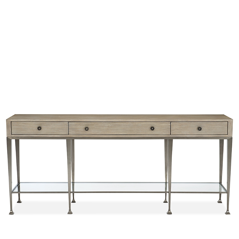 Bernhardt Santa Barbara Metal Base Console Table In Sandstone/vintage Nickel