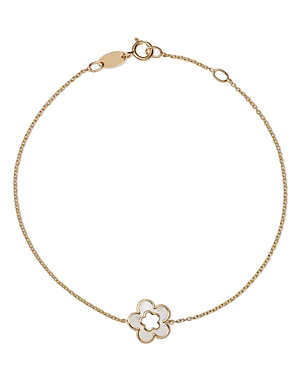 Bloomingdale's Made In Italy Mother Of Pearl Flower Chain Bracelet In 14k Yellow Gold - 100% Exclusive
