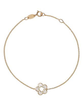 Bloomingdale's Mother of Pearl Flower Chain Bracelet in 14K Yellow Gold ...