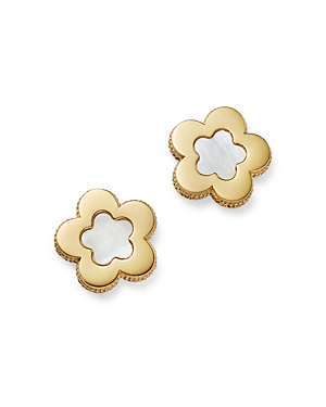 Bloomingdale's Made In Italy Mother Of Pearl Flower Stud Earrings In 14k Yellow Gold - 100% Exclusive