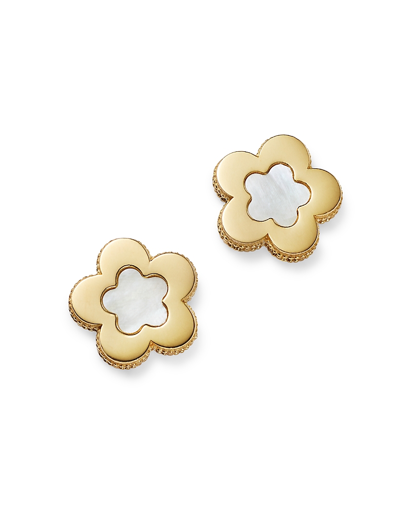 Bloomingdale's Fine Collection Mother of Pearl Flower Stud Earrings in 14K Yellow Gold