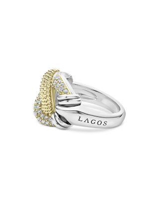 Sterling Silver & 18K Yellow Gold Caviar Luxe Diamond Large Knot Ring