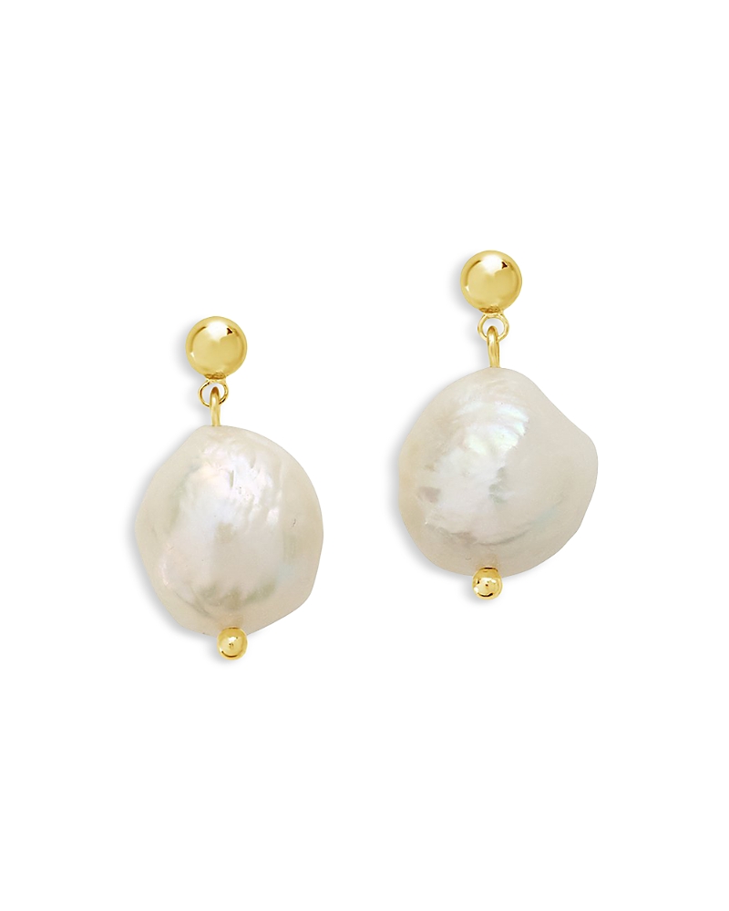 Sterling Forever Women's Large Baroque Pearl Drop Stud Earrings In Gold