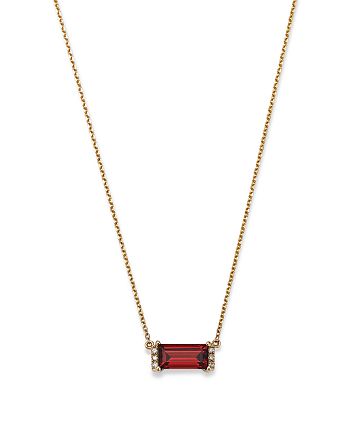 Bloomingdale's - Garnet & Diamond Accent Bar Necklace in 14K Yellow Gold, 16-18" - 100% Exclusive