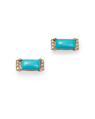 Bloomingdale's Fine Collection - Turquoise & Diamond Accent Bar Stud Earrings in 14K Yellow Gold