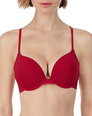 On Gossamer Sleek Micro Lace Underwire Convertible Push-up Bra In Persian Red