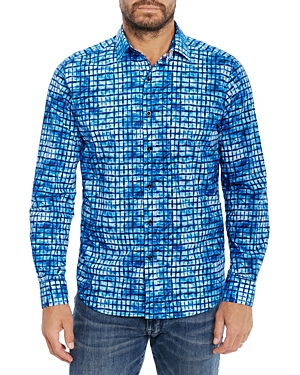 Robert Graham Demonte Tie Dyed Grid Print Tailored Fit Button Down Shirt