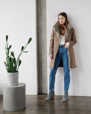 Gypsie Toscana Trimmed Reversible Shearling Coat