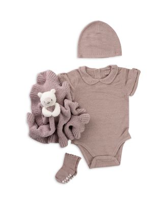 BAREFOOT DREAMS - Unisex Eyelet Beanie, Bodysuit, Socks & Blanket Bundle - Baby