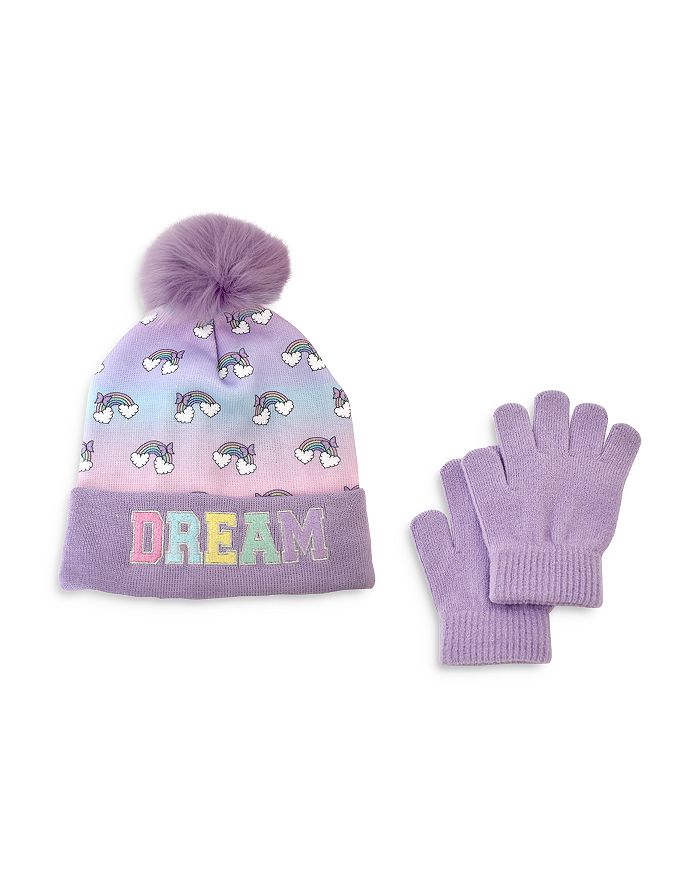 Girls purple hat and gloves hot sale