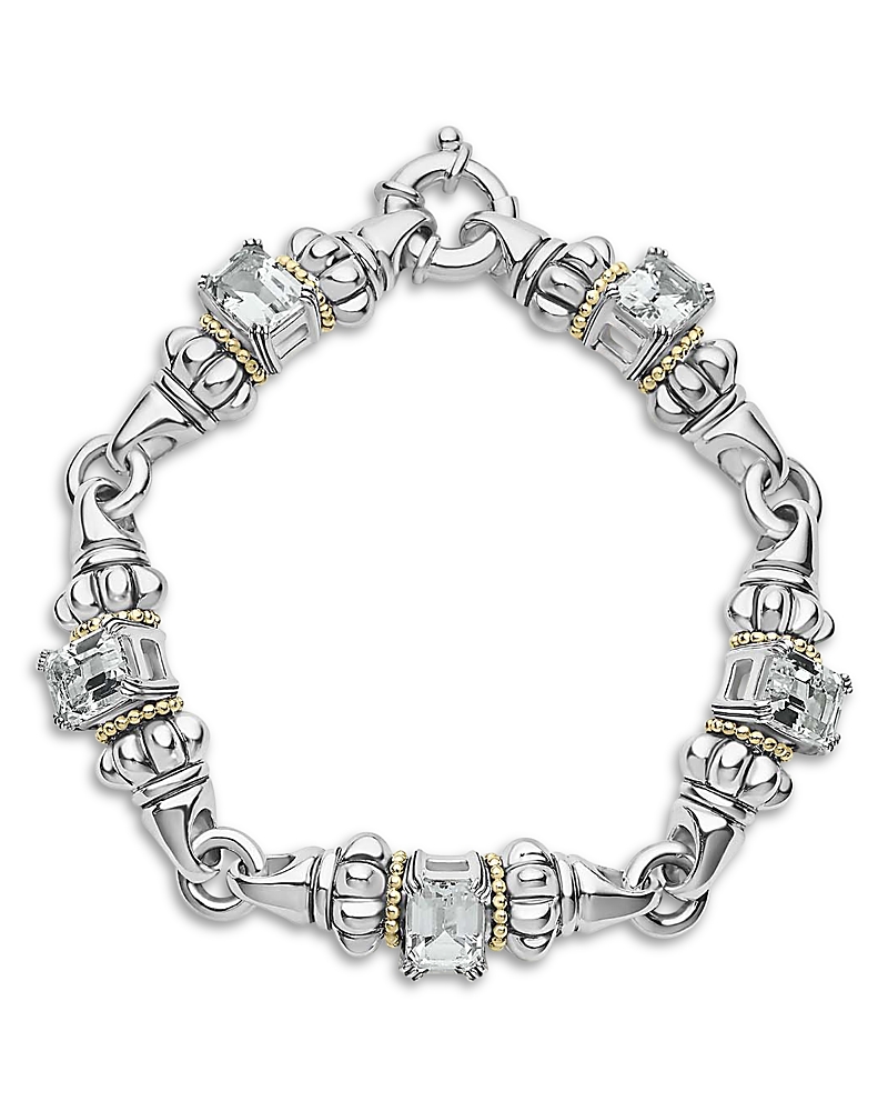 Lagos 18K Yellow Gold & Sterling Silver Glacier White Topaz Link Bracelet