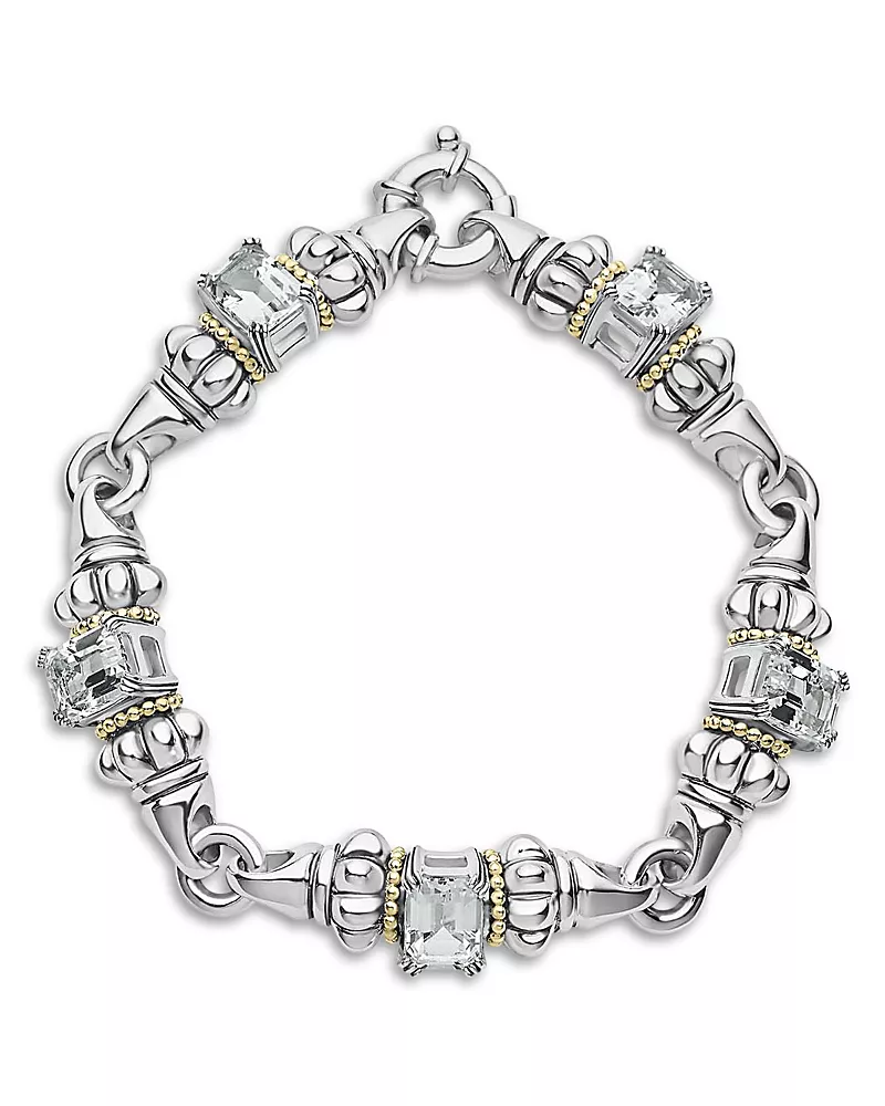 Lagos 18K Yellow Gold & Sterling Silver Glacier White Topaz Link Bracelet