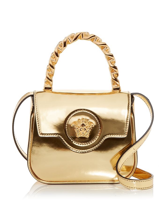 Versace Greca Goddess Medium Leather Shoulder Bag - Black/Versace Gold