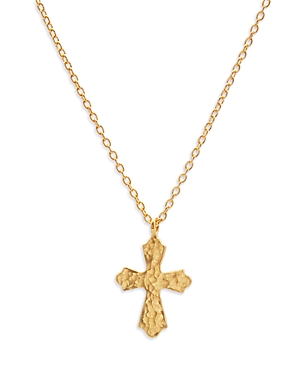 Gurhan 24k/22k Yellow Gold Juju Hammered Cross Pendant Necklace, 16-18