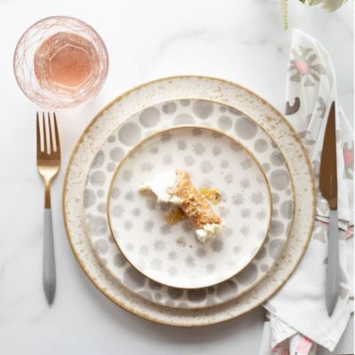 Ares Oro &amp; Light Gray 5-Piece Place Setting