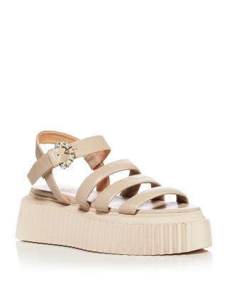 Agl Attilio Giusti Leombruni Women's Lea Crystal Buckle Strappy Black Flatform Sandals In Hidrangen