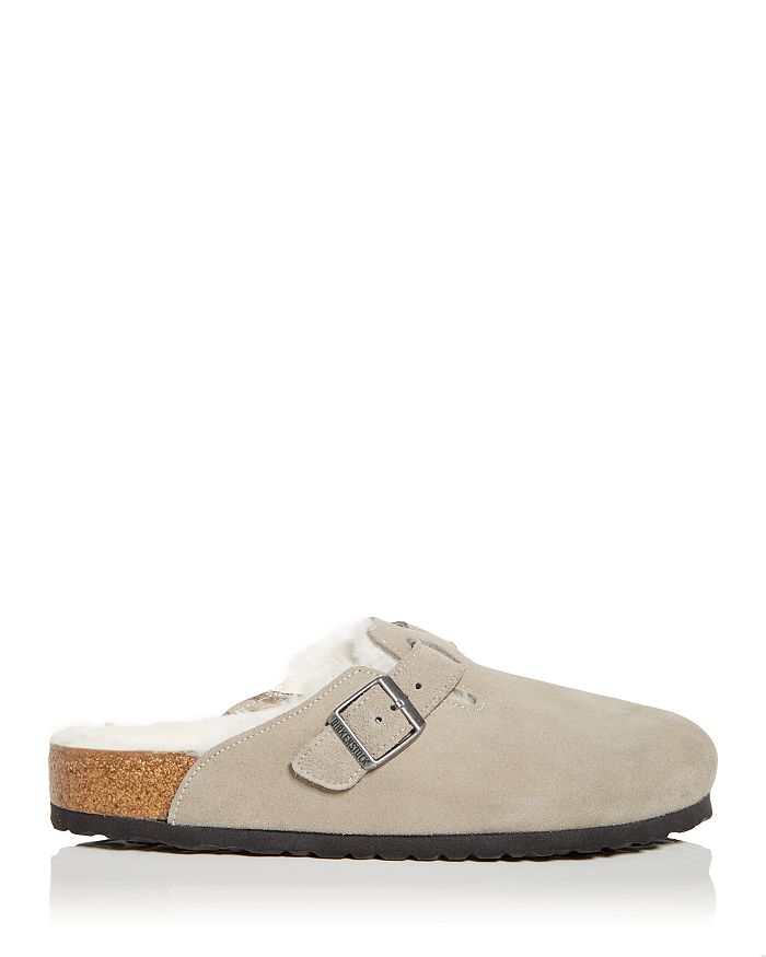 Birkenstock Men's Boston Shearling Clogs In Stone Coin/natural