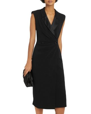 REISS Cecile Satin Lapel Tuxedo Midi Dress | Bloomingdale's