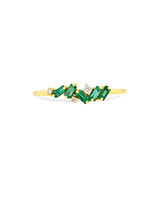 SUZANNE KALAN - 18K Yellow Gold Fireworks Emerald & Diamond Scatter Cluster Ring