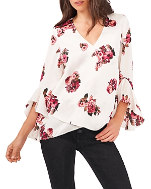 VINCE CAMUTO PRINTED FLUTTER SLEEVE TOP,91611137