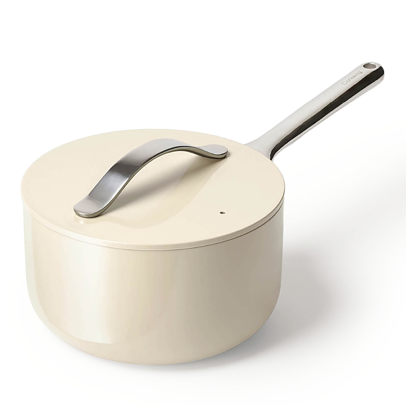 Caraway Nonstick Ceramic 3-quart Sauce Pan With Lid In Cream