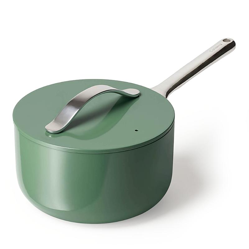 Caraway Nonstick Ceramic 3-quart Sauce Pan With Lid In Sage