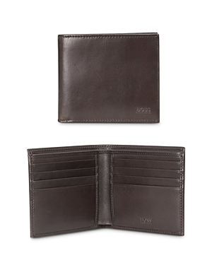 Hugo Boss Trucker Leather Bi Fold Wallet In Dark Brown | ModeSens