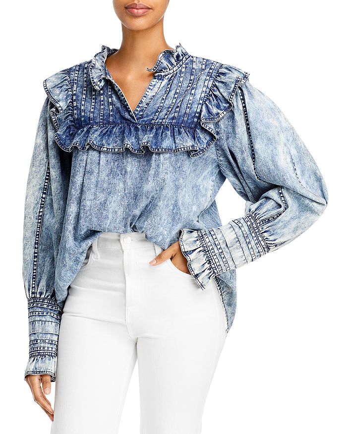 Ruffle chambray hot sale top
