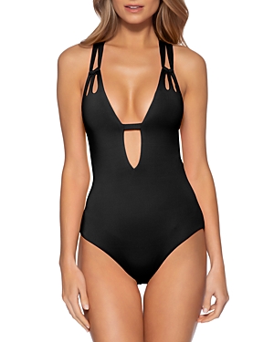 Shop Becca By Rebecca Virtue Color Code Skylar Plunge One Piece Swimsuit In Black