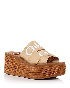 Chloé Women's Woody Platform Espadrille Slide Sandals In Soft Tan