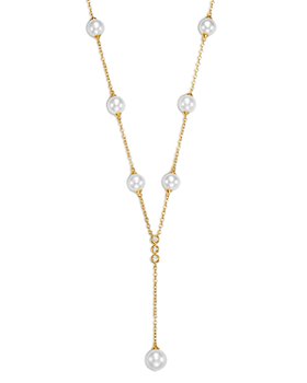 Bloomingdale's - Cultured Freshwater Pearl & Diamond Lariat Necklace in 14K Yellow Gold, 16-18" - 100% Exclusive