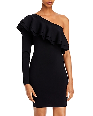 Endless Rose Ruffled One Shoulder Mini Dress In Black
