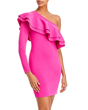 Endless Rose Ruffled One Shoulder Mini Dress In Fuchsia