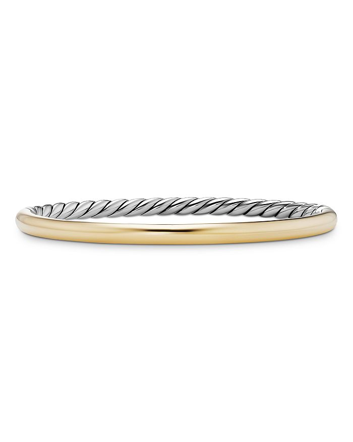 David Yurman - Sculpted Cable Two Tone Bangle Bracelet in Sterling Silver & 18K Yellow Gold