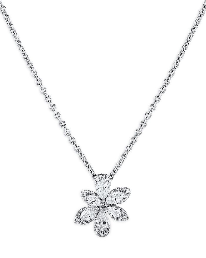 Bloomingdale's Diamond Flower Pendant Necklace in 14K White Gold, 0.50 ...