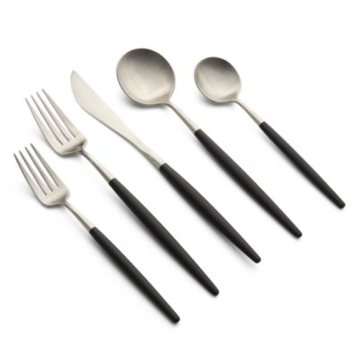 Cambridge Silversmiths Sojourn Black Satin 20 Piece Flatware Set