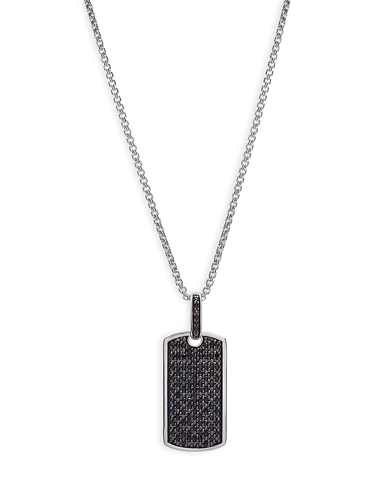 Bloomingdale's Fine Collection Men's Black Diamond Dog Tag Pendant in 14K White Gold, 0.50 tcw