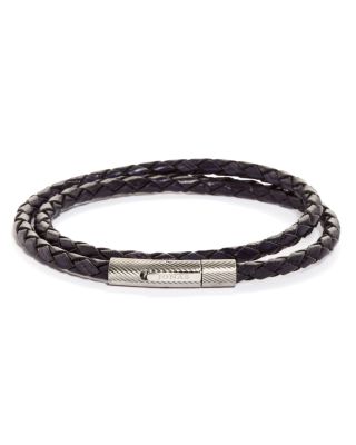 Jonas Studio Men's Braided Leather Double Wrap Bracelet In Jet