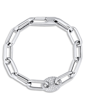 Alberto Amati Sterling Silver Diamond Paperclip Mariner Link Bracelet