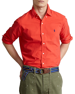Polo Ralph Lauren Cotton Oxford Garment Dyed Classic Fit Button Down Shirt In Tomato