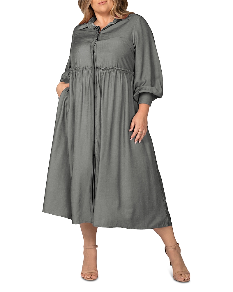 Standards & Practices Button Front Shirtdress In Hunter