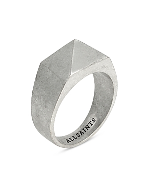 Allsaints Pyramid Signet Band Ring In Sterling Silver In Warm Silver