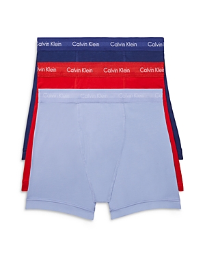 Calvin Klein Cotton Stretch Moisture Wicking Boxer Briefs, Pack Of 3 In Baby Blue/red/blue