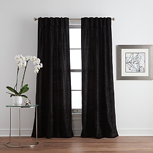Dkny Classic Chenille 84 X 32 Inverted Pleat With Button Curtain Panel, Pair In Black